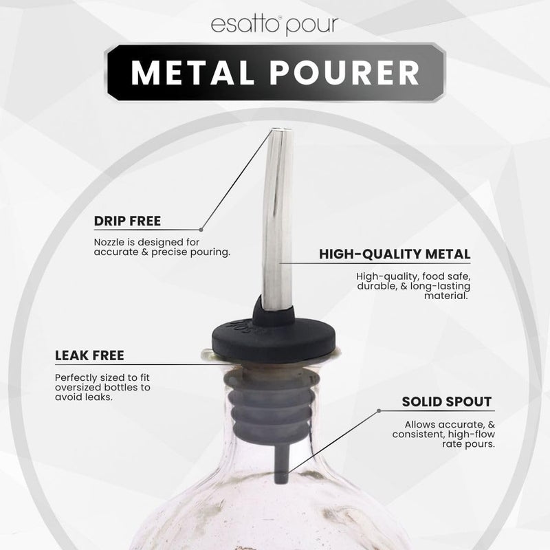 Esatto 6 Pack Metal Pourer Spouts for Oversized Bottles, Includes 6 Dust Caps to Protect from Dirt & Debris, Pour Spouts for Bottles, Liquor Bottle Pourers for Alcohol & Olive Oil - Image 3